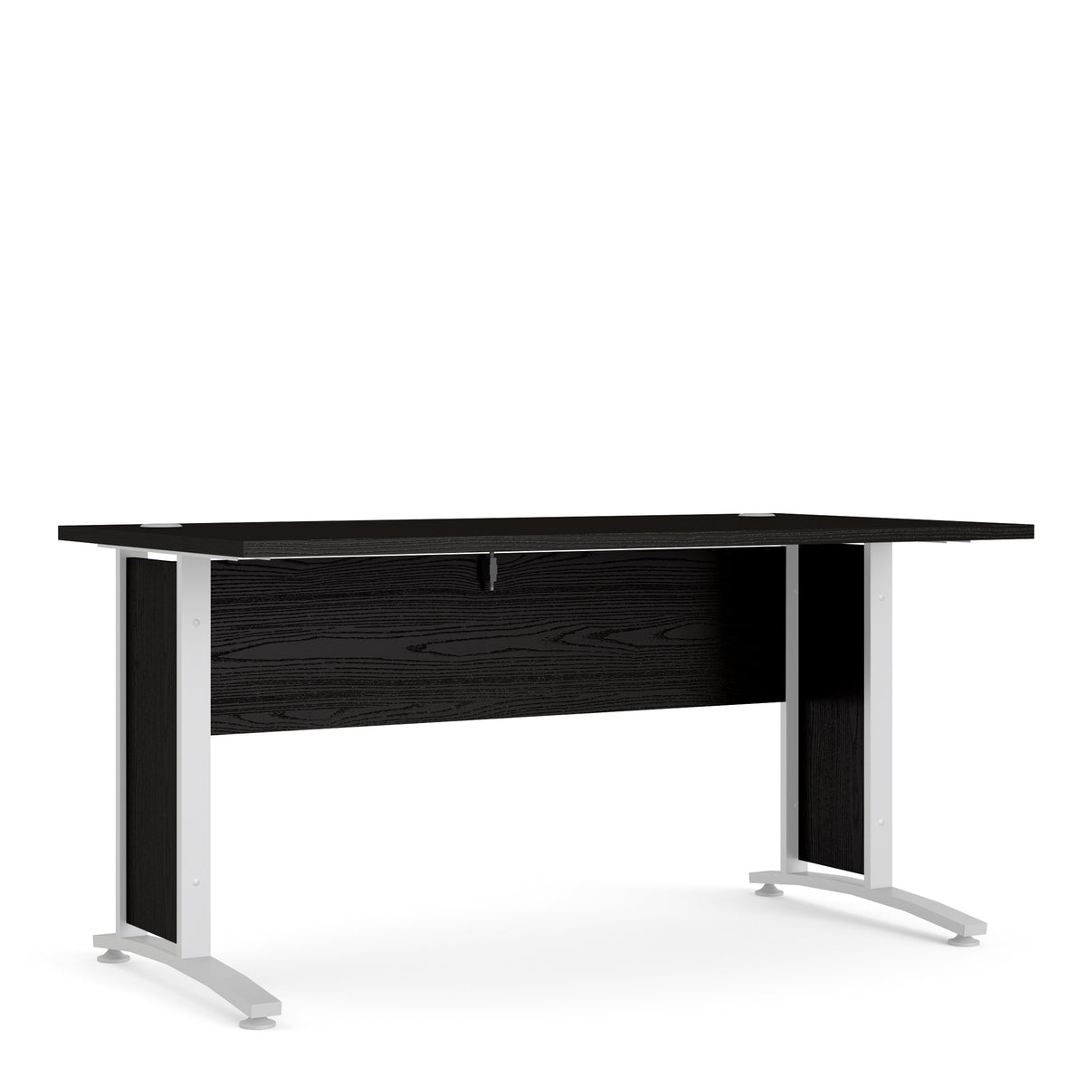 Prima Desk 150 cm in Black woodgrain with White legs