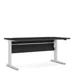 Prima Desk 150 cm in Black woodgrain with Height adjustable legs with electric control in White