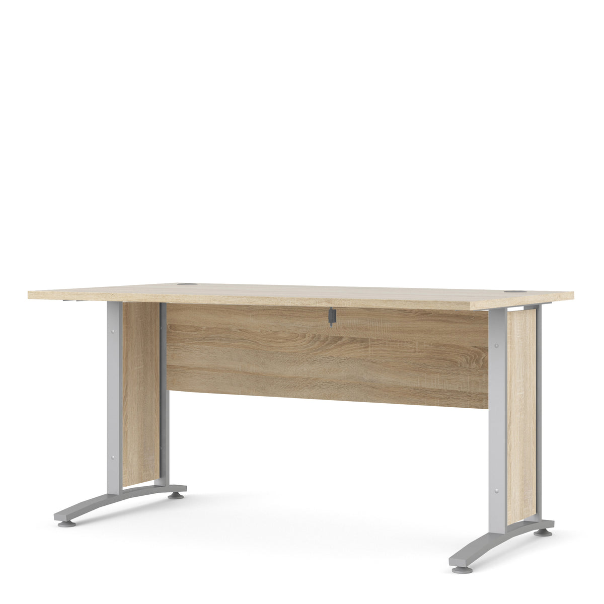 Prima Desk 150 cm in Oak with Silver grey steel legs