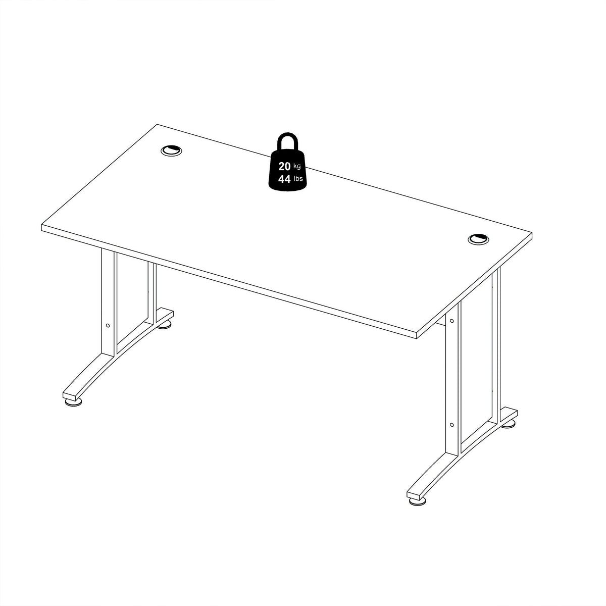 Prima Desk 150 cm in Oak with Silver grey steel legs