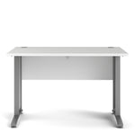 Prima Desk 120 cm in White with Silver grey steel legs