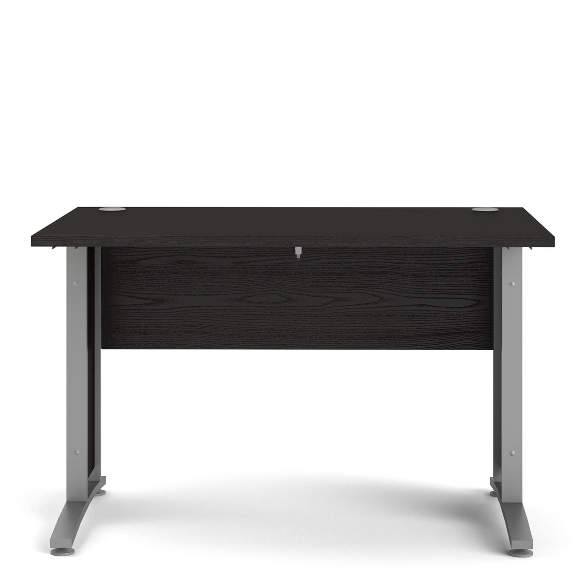 Prima Desk 120 cm in Black woodgrain with Silver grey steel legs