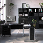 Prima Desk 120 cm in Black woodgrain with Silver grey steel legs