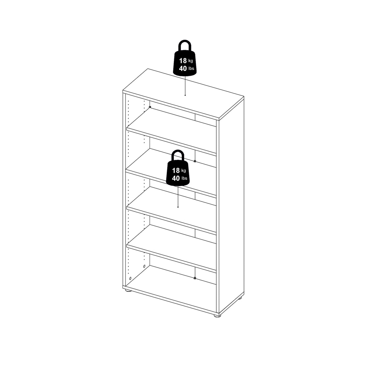 Prima Bookcase 2 Shelves With 2 Drawers And 2 Doors In White