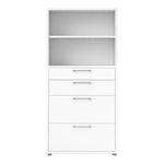 Prima Bookcase 1 Shelf With 2 Drawers + 2 File Drawers In White