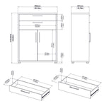 Prima Bookcase 3 Shelves With 2 Drawers And 2 Doors In White