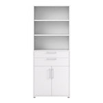 Prima Bookcase 3 Shelves With 2 Drawers And 2 Doors In White