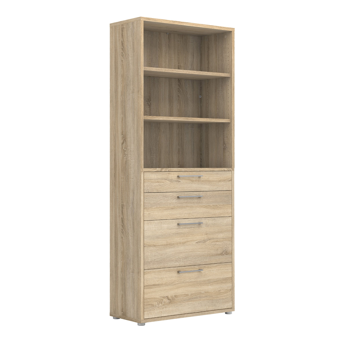 Prima Bookcase 2 Shelves With 2 Drawers + 2 File Drawers In Oak