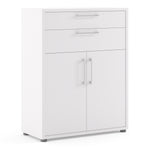 Prima Bookcase 1 Shelf With 2 Drawers And 2 Doors In White