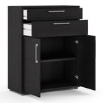 Prima Bookcase 1 Shelf With 2 Drawers And 2 Doors In Black Woodgrain