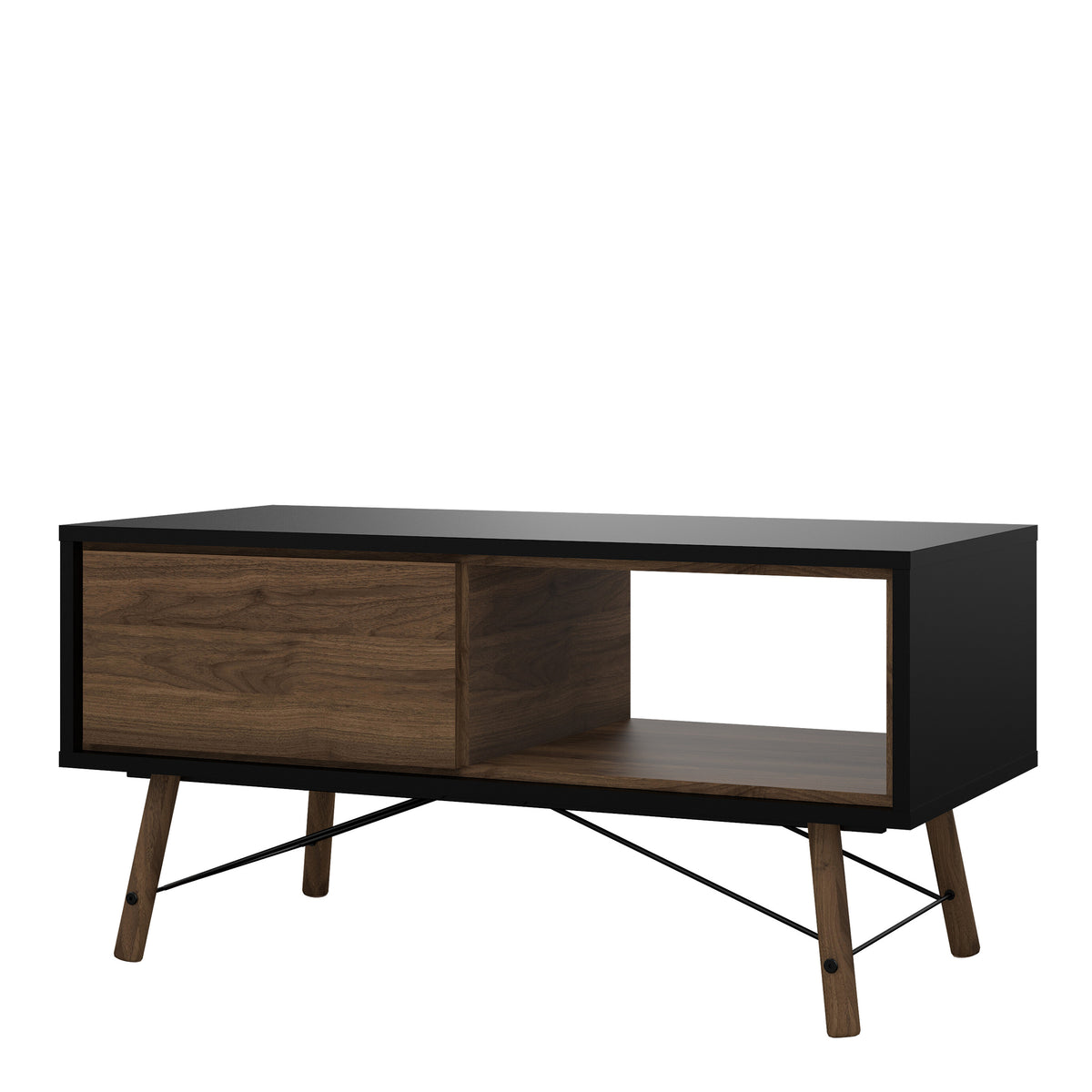 Ry Coffee table with 1 drawer Matt Black Walnut