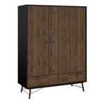 Ry Wardrobe 3 doors + 3 drawers in Matt Black Walnut