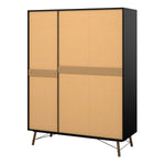 Ry Wardrobe 3 doors + 3 drawers in Matt Black Walnut