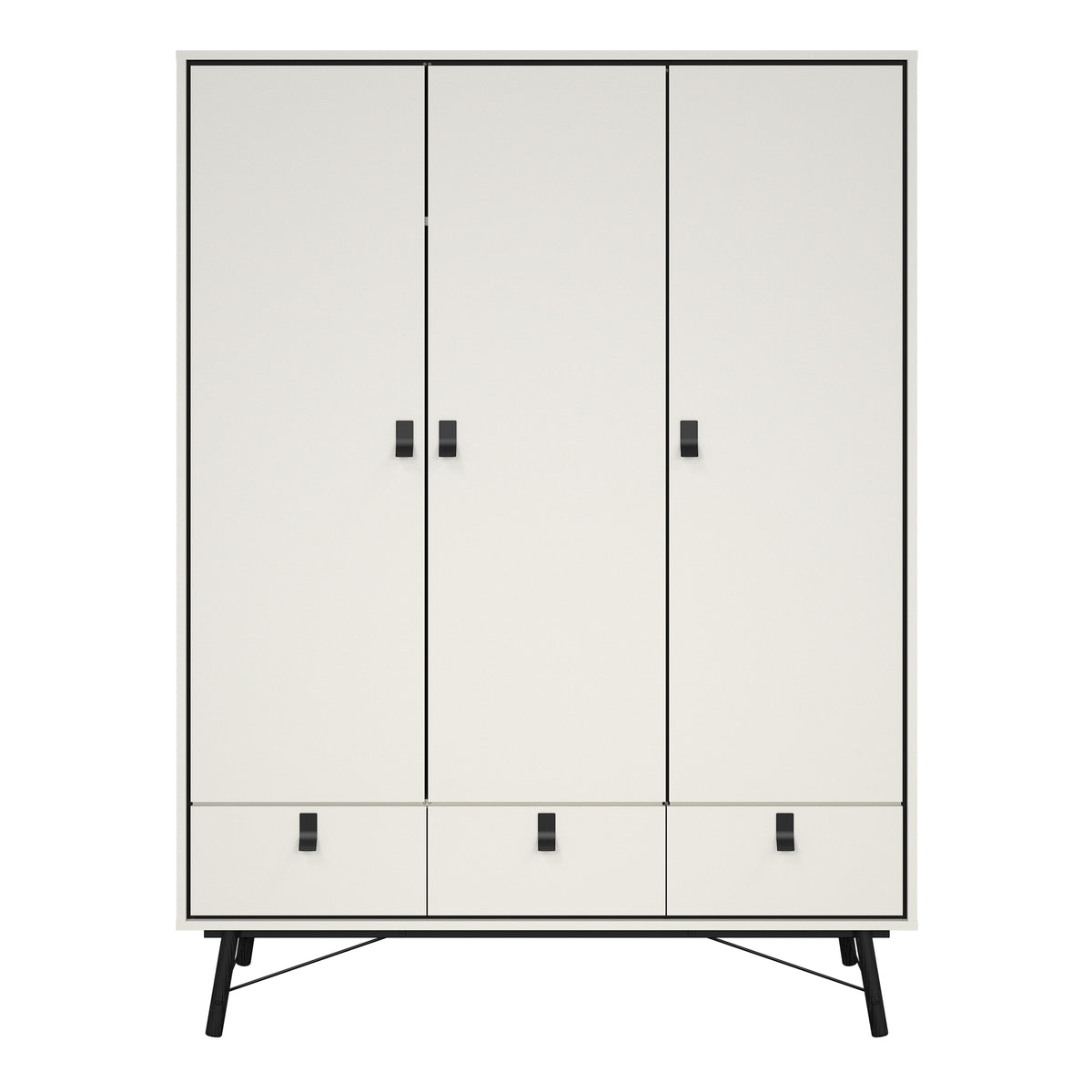 Ry Wardrobe 3 doors + 3 drawers in Matt White