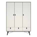 Ry Wardrobe 3 doors + 3 drawers in Matt White