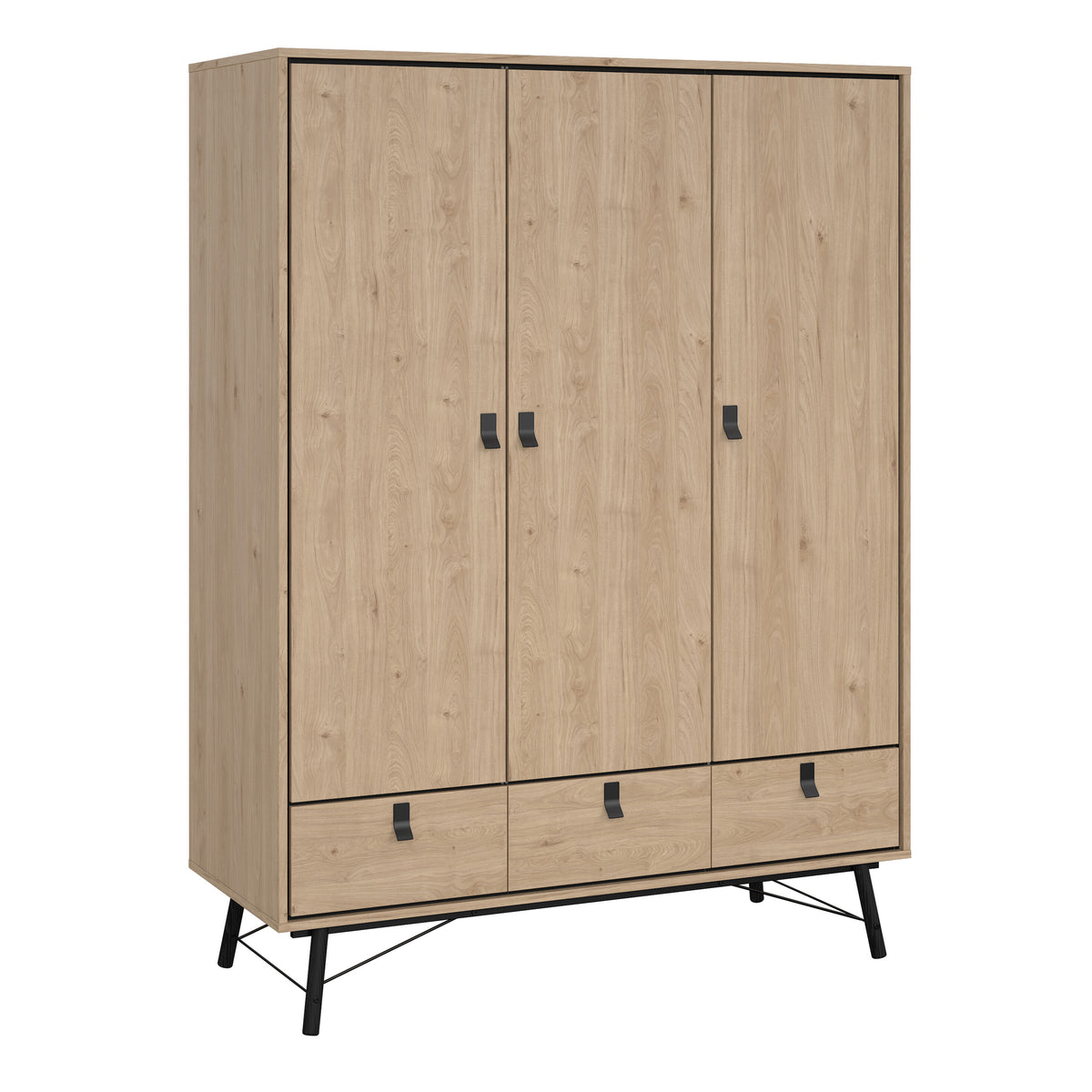 Ry Wardrobe 3 Doors + 3 Drawers in Jackson Hickory Oak