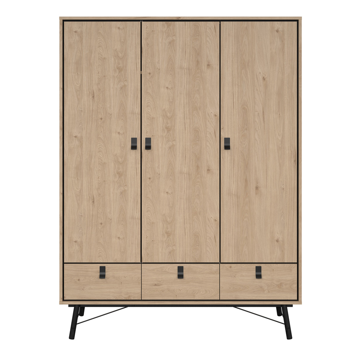 Ry Wardrobe 3 Doors + 3 Drawers in Jackson Hickory Oak