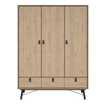 Ry Wardrobe 3 Doors + 3 Drawers in Jackson Hickory Oak