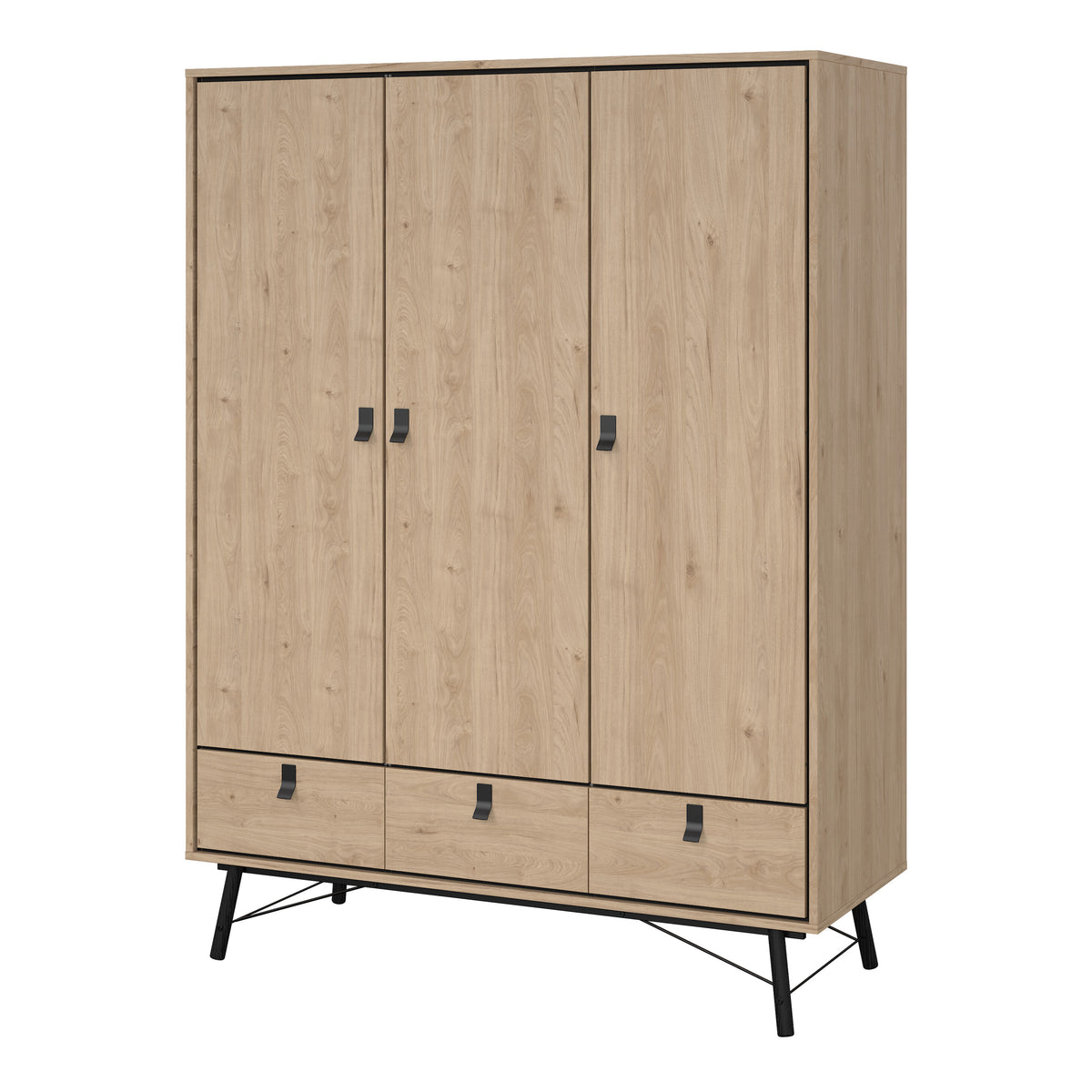 Ry Wardrobe 3 Doors + 3 Drawers in Jackson Hickory Oak