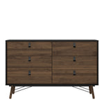 Ry Wide double chest of drawers 6 drawers in Matt Black Walnut