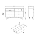 Ry Wide double chest of drawers 6 drawers in Matt White