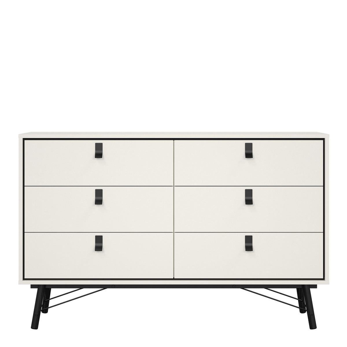 Ry Wide double chest of drawers 6 drawers in Matt White