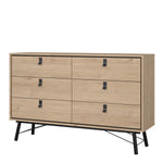 Ry Wide Double Chest of Drawers 6 Drawers in Jackson Hickory Oak