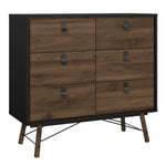 Ry Small Double Chest of Drawers 6 Drawers in Matt Black Walnut