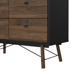 Ry Small Double Chest of Drawers 6 Drawers in Matt Black Walnut