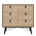 Ry Small Double Chest of Drawers 6 Drawers in Jackson Hickory Oak