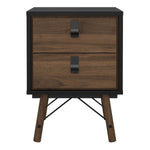 Ry Bedside cabinet 2 drawer in Matt Black Walnut