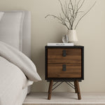 Ry Bedside cabinet 2 drawer in Matt Black Walnut