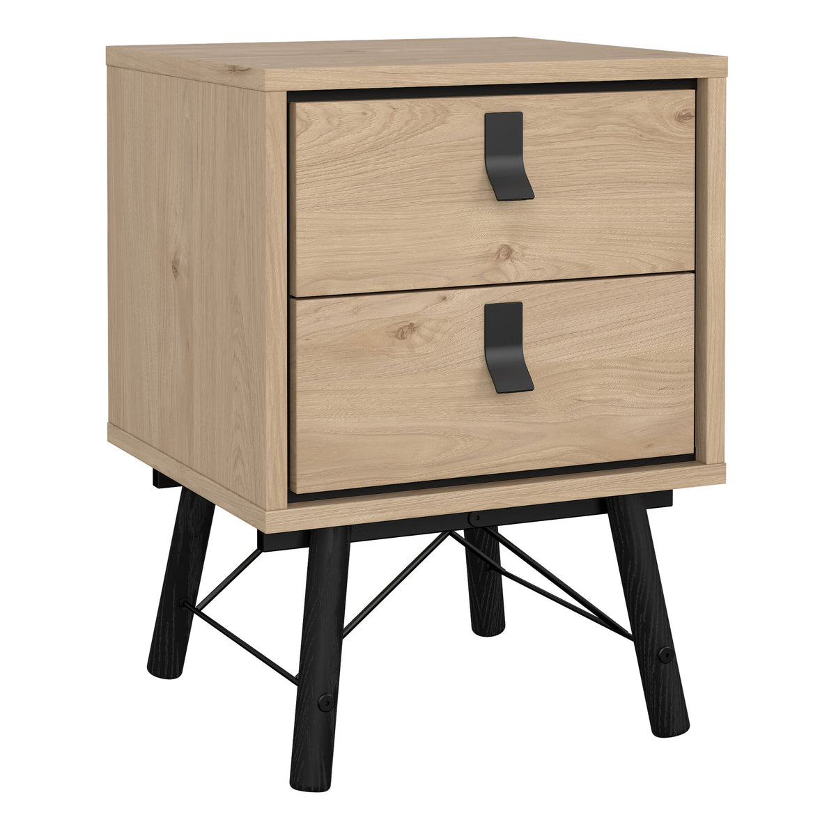 Ry Bedside Cabinet 2 Drawer in Jackson Hickory Oak