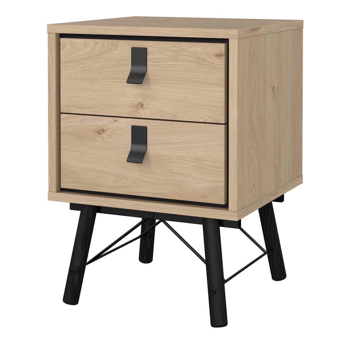 Ry Bedside Cabinet 2 Drawer in Jackson Hickory Oak