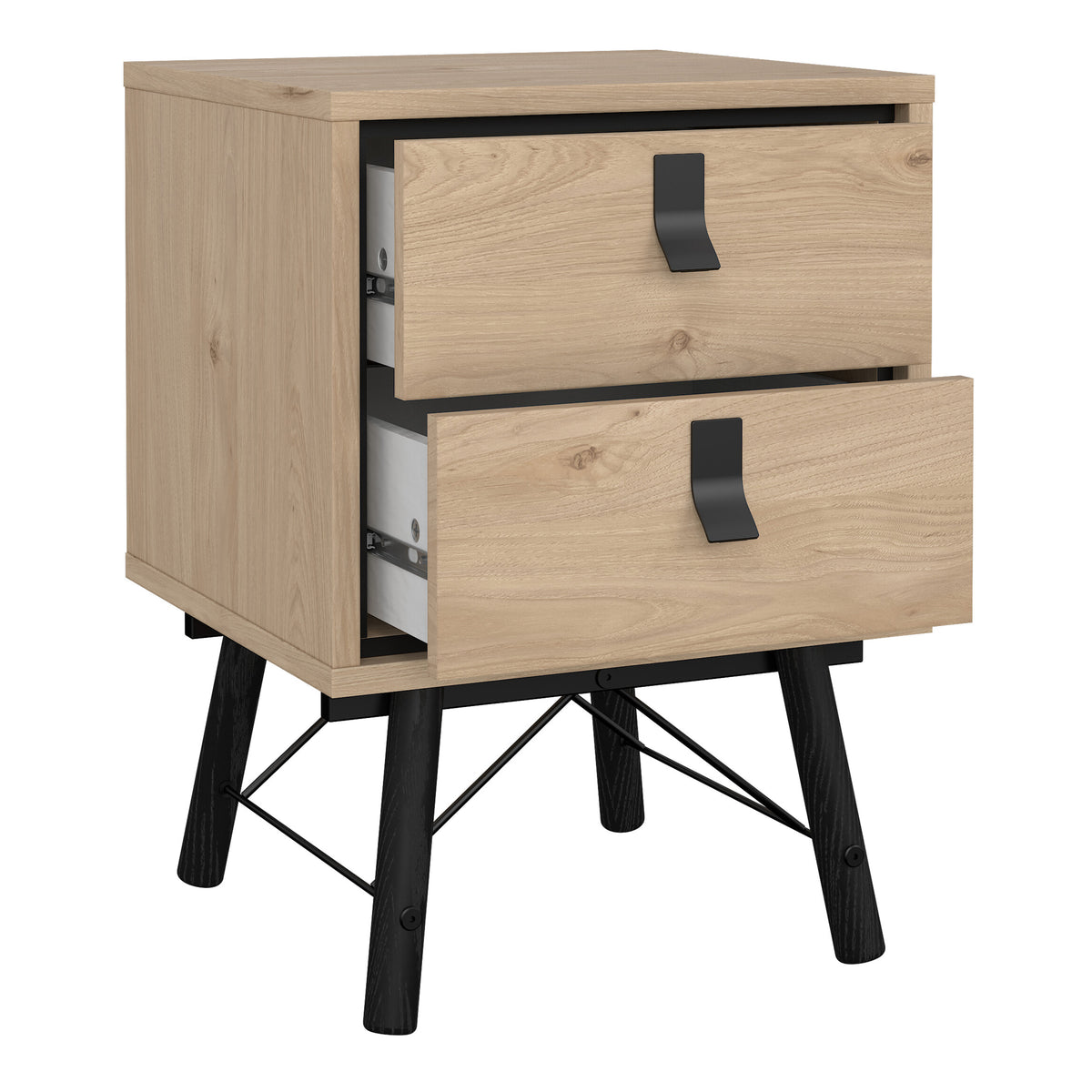 Ry Bedside Cabinet 2 Drawer in Jackson Hickory Oak