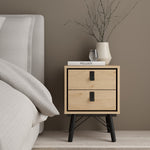 Ry Bedside Cabinet 2 Drawer in Jackson Hickory Oak