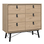 Ry 3 Piece Bundle, Bedside, Chest and 3 Door 3 Drawer Wardrobe in Jackson Hickory Oak