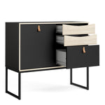 Stubbe Sideboard with 1 door + 3 drawers in Matt Black Oak