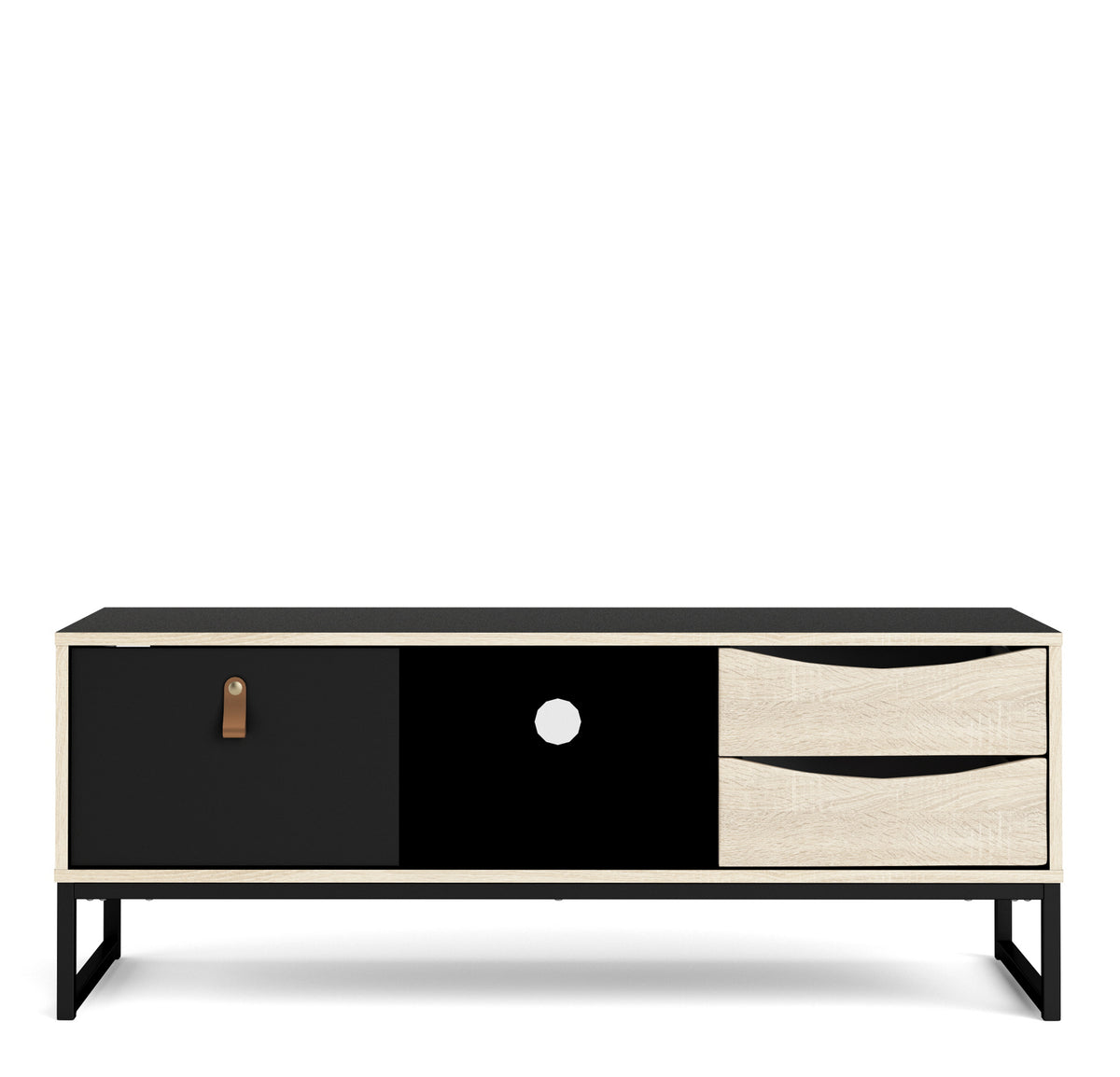 Stubbe TV Unit 1+2 drawers and open shelf in Matt Black Oak