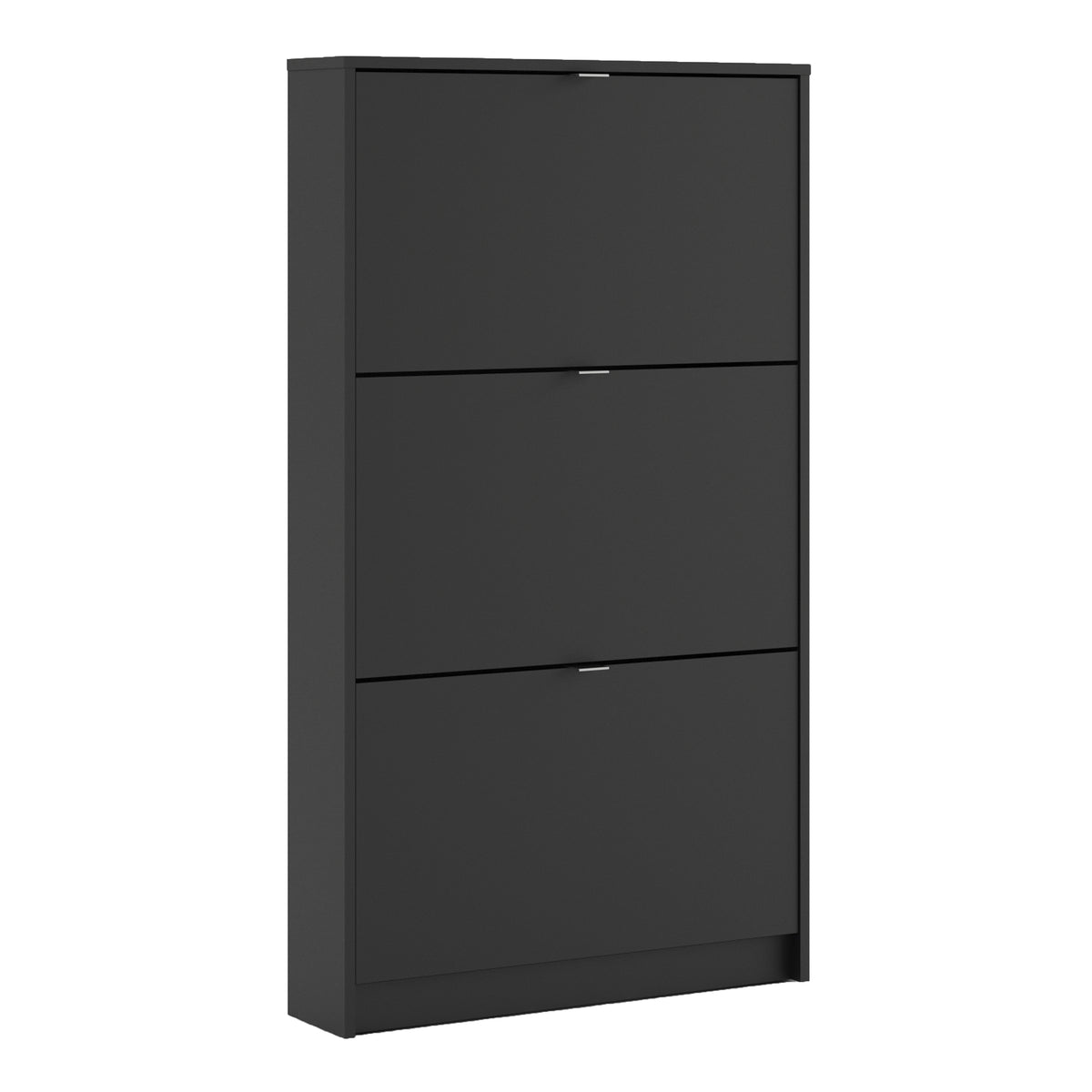 Shoes Shoe cabinet w. 3 tilting doors and 2 layers in Matt Black