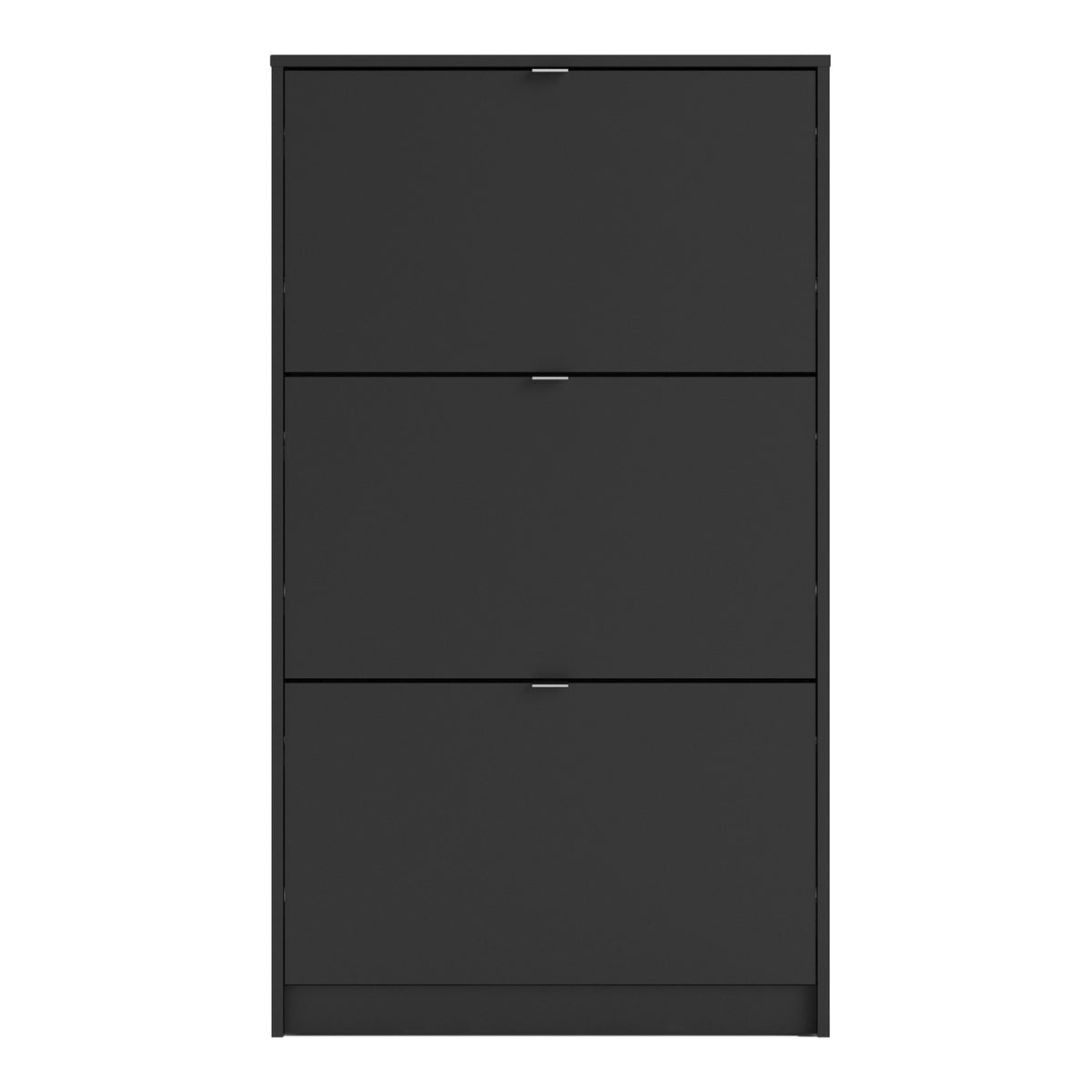 Shoes Shoe cabinet w. 3 tilting doors and 2 layers in Matt Black