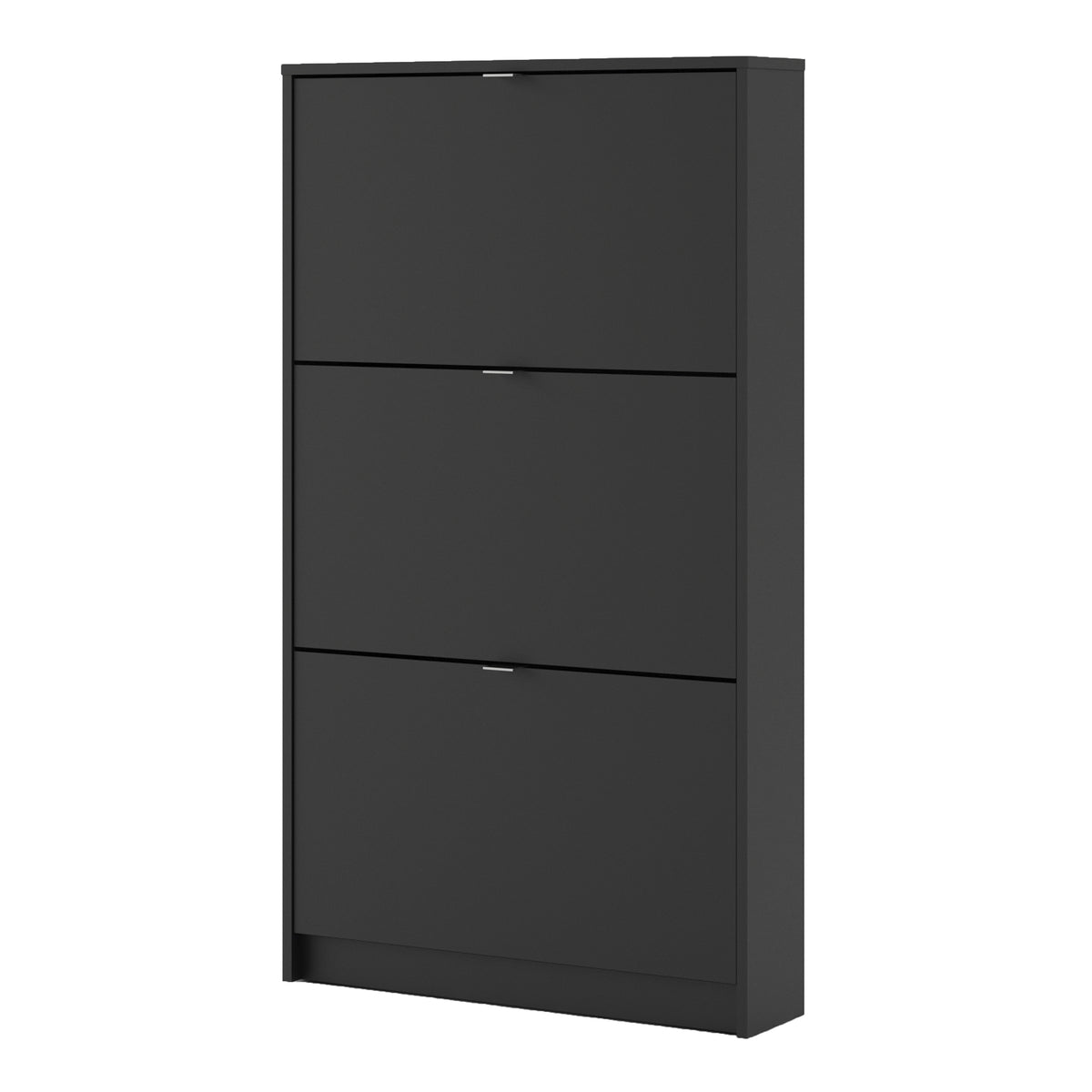 Shoes Shoe cabinet w. 3 tilting doors and 1 layer in Matt Black