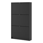 Shoes Shoe cabinet w. 3 tilting doors and 2 layers in Matt Black