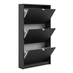 Shoes Shoe cabinet w. 3 tilting doors and 2 layers in Matt Black