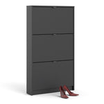 Shoes Shoe cabinet w. 3 tilting doors and 2 layers in Matt Black