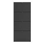 Shoes Shoe cabinet w. 4 tilting doors and 2 layers in Matt Black