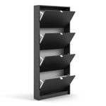 Shoes Shoe cabinet w. 4 tilting doors and 2 layers in Matt Black