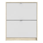 Shoes Shoe cabinet w. 2 tilting doors and 2 layers Oak structure White