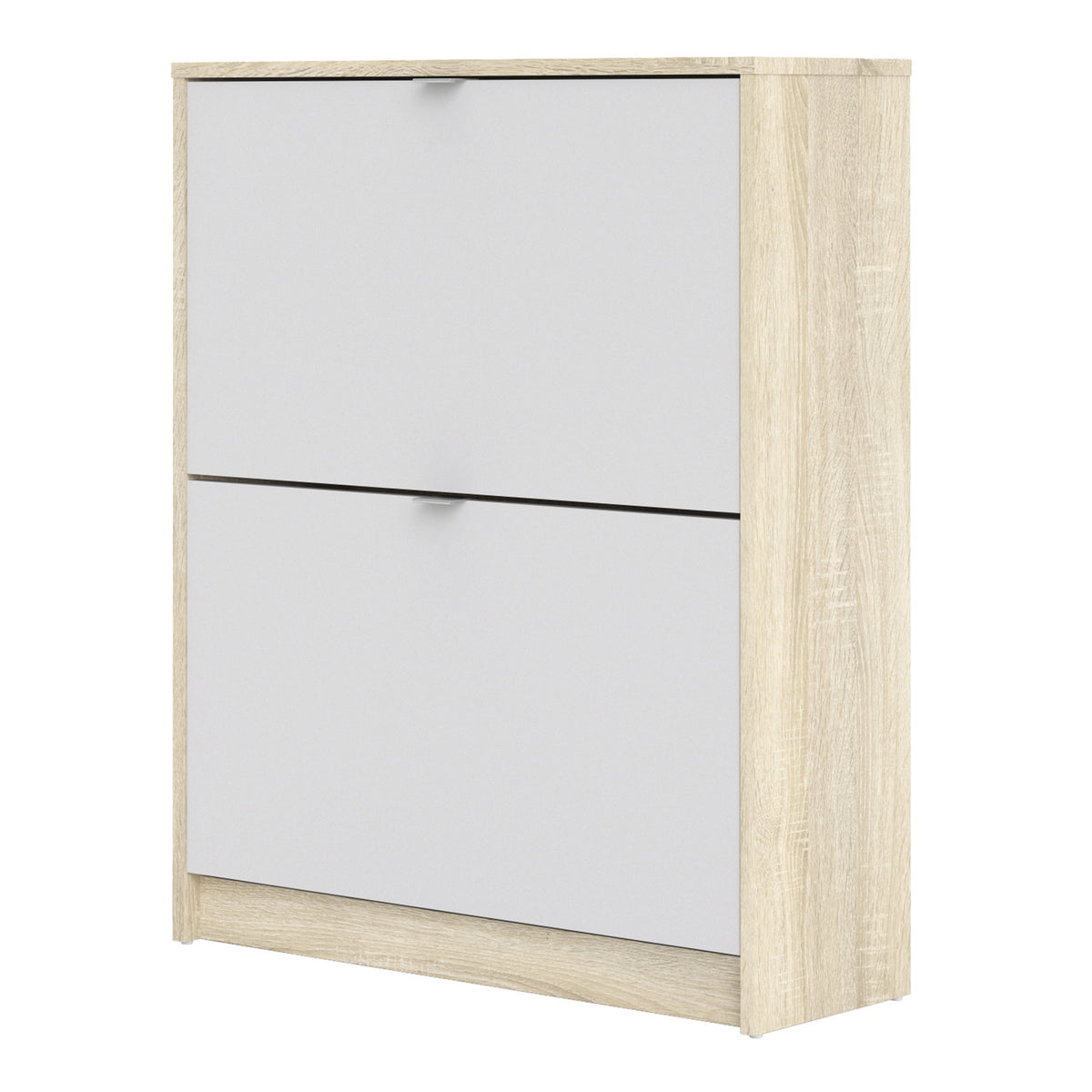 Shoes Shoe cabinet w. 2 tilting doors and 2 layers Oak structure White