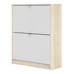 Shoes Shoe cabinet w. 2 tilting doors and 2 layers Oak structure White